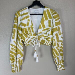 House of Harlow Yellow Printed Two Piece Top & Skirt